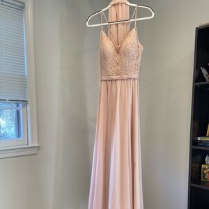 Mori Lee Blush Lace Maxi Dress